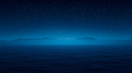 Naklejka premium Serene Nightscape Mysterious Blue Landscape Under Starlit Sky