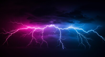 Fototapeta premium Dramatic lightning storm. Dark clouds