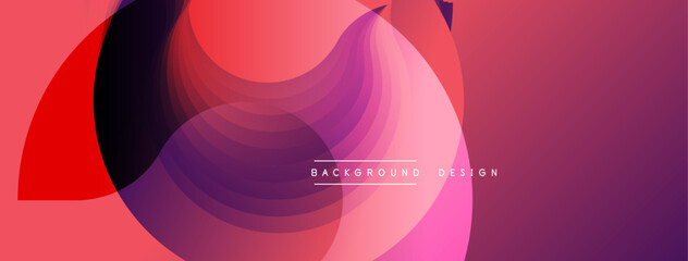 Abstract shapes overlap, creating vibrant pink, purple hues. Modern design element for backgrounds, presentations. Smooth gradients dominate composition.