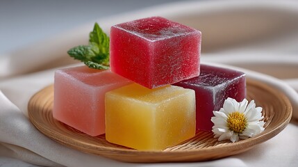 Colorful Jellies Stacked on Plate