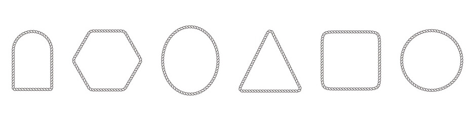 Rope circular frame with braided border, nautical marine pattern. Flat vector illustration isolated on white background