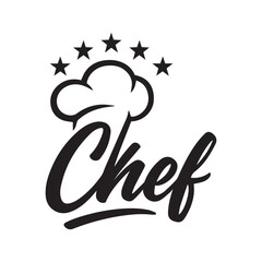 Chef Hat Logo with Five Stars