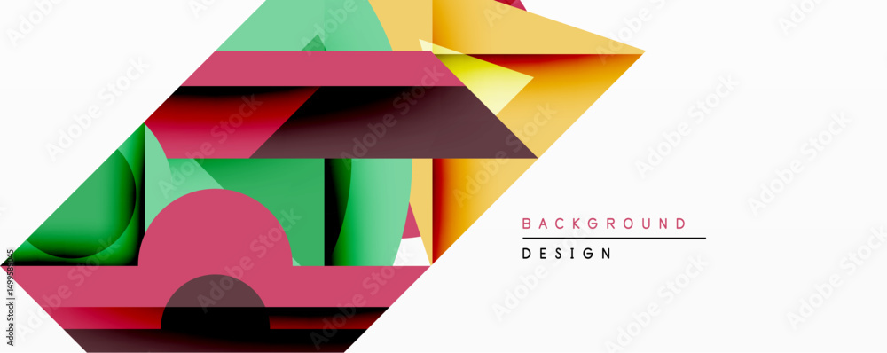 Poster abstract geometric composition. overlapping shapes create dynamic visual effect. vivid colorsred, gr