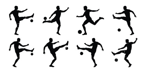 Silhouette set of people playing football soccer vector on white background, playing different positions