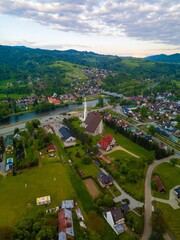 Village in Beskid Mountains. Kroscienko nad Dunajcem, Poland.
