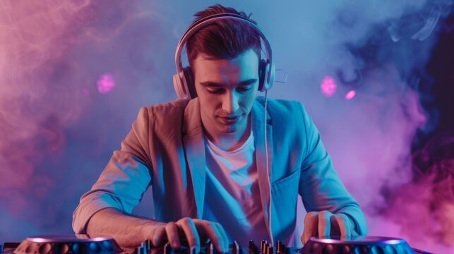 A DJ Mixing Tracks in Club