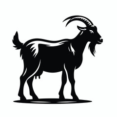 vector black silhouette of a goat