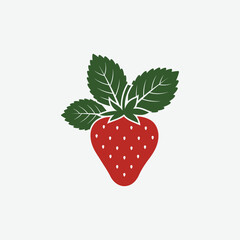 Download a clean and modern strawberry fruit silhouette with leaves in flat vector style. Perfect for logos, labels, packaging, digital illustrations, print designs, and healthy food branding.