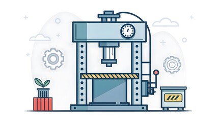 Obraz premium Hydraulic Press Machine Illustration