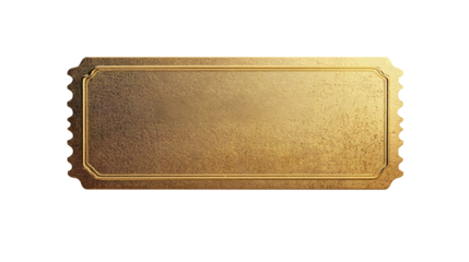 Golden ticket on transparent background representing vip access or winning