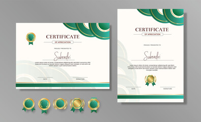Elegant Green and Gold Wavy Certificate of Appreciation Template