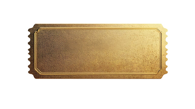 Golden ticket on transparent background representing vip access or winning