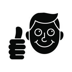 Thumbs up icon vector illustration of a happy man giving approval and positive feedback graphic design