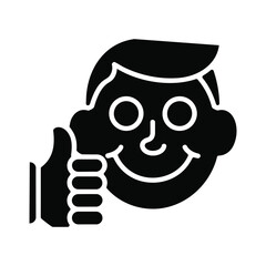 Thumbs up icon vector illustration of a happy face giving approval and positive feedback graphic design