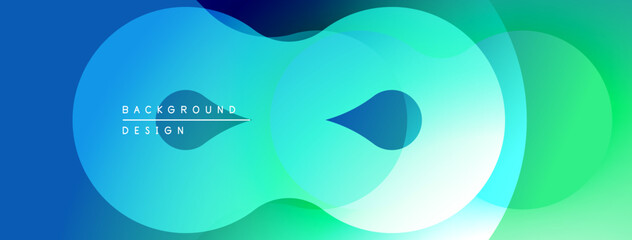 Abstract fluid shapes blend, creating vibrant bluegreen gradient. Modern design evokes infinity symbol, smooth transitions visible.