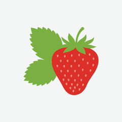 Download a clean and modern strawberry fruit silhouette with leaves in flat vector style. Perfect for logos, labels, packaging, digital illustrations, print designs, and healthy food branding.