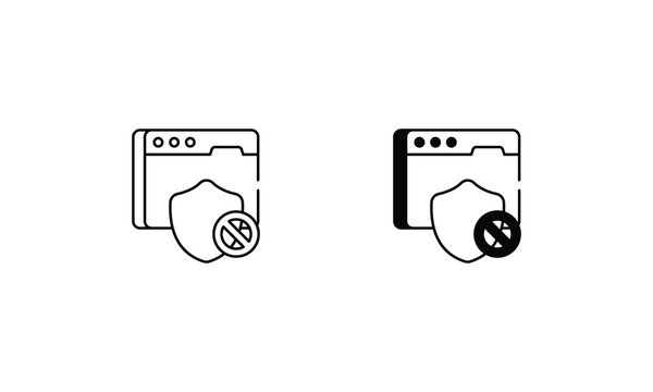 Ad Blocker icons set vector stock illustration