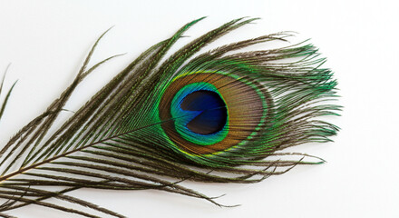 Obraz premium A vibrant peacock feather showcasing exquisite colors and intricate design.