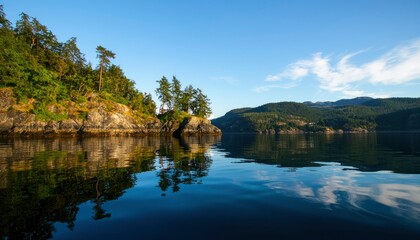 Fototapeta premium Serene Coastal Landscape Reflecting