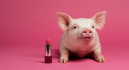 Pig with lipstick