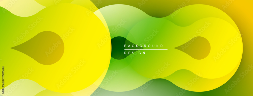 Aufkleber Abstract fluid shapes overlap, creating vibrant yellow, green gradient. Modern design suggests movement, energy, positivity.