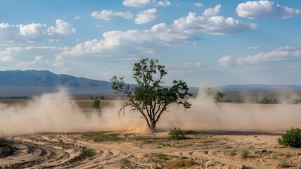 strong wind in the desert.