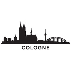 Naklejka premium Vector Cologne skyline. Travel Cologne landmarks. Business and tourism concept for presentation, banner, website. Vector black silhouette. with white background