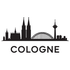 Vector Cologne skyline. Travel Cologne landmarks. Business and tourism concept for presentation, banner, website. Vector black silhouette. with white background