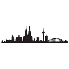 Obraz premium Vector Cologne skyline. Travel Cologne landmarks. Business and tourism concept for presentation, banner, website. Vector black silhouette. with white background