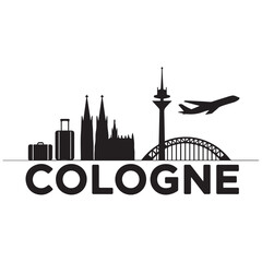 Fototapeta premium Vector Cologne skyline. Travel Cologne landmarks. Business and tourism concept for presentation, banner, website. Vector black silhouette. with white background