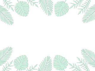Naklejka premium Tropical Leaf Frame - Green Tone (Transparent PNG)