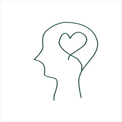 vector illustration of a heart on human head symbol