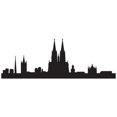 Fototapeta premium Vector Cologne skyline. Travel Cologne landmarks. Business and tourism concept for presentation, banner, website. Vector black silhouette. with white background