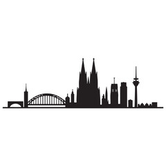 Naklejka premium Vector Cologne skyline. Travel Cologne landmarks. Business and tourism concept for presentation, banner, website. Vector black silhouette. with white background