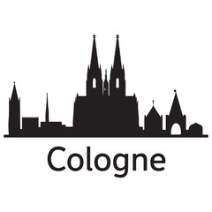Fototapeta premium Vector Cologne skyline. Travel Cologne landmarks. Business and tourism concept for presentation, banner, website. Vector black silhouette. with white background