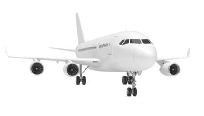 White airplane isolated on a white background airliner jet travel flight aviation