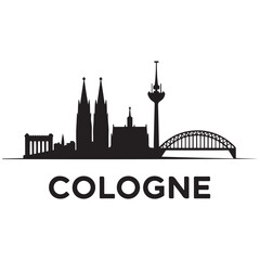 Naklejka premium Vector Cologne skyline. Travel Cologne landmarks. Business and tourism concept for presentation, banner, website. Vector black silhouette. with white background