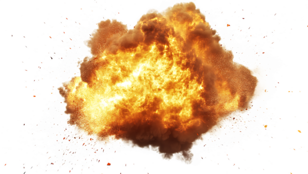 Fiery explosion cloud isolated on white background png ai generated  