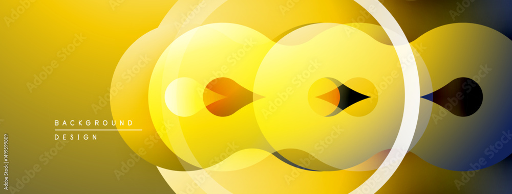 Aufkleber Abstract yellow design features overlapping circles, gradients. Modern, dynamic composition creates visual interest. Smooth transitions present elegance.