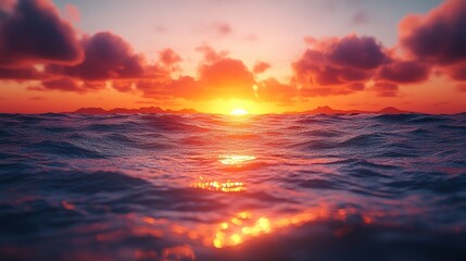 Obraz premium Dramatic sunset over ocean waves