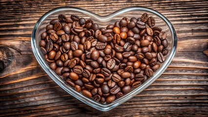 Fototapeta premium Coffee Beans in Heart-Shaped Bowl