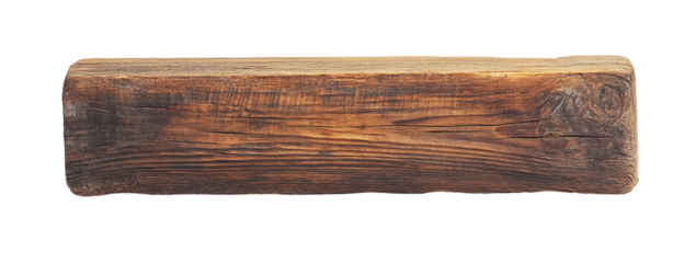 Long, dark brown wooden board, rectangular with slightly rounded corners, showing wood grain and texture