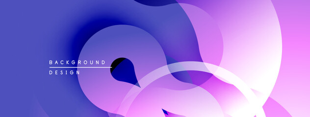 Fluid shapes blend purple, blue hues. Modern design evokes movement, depth. Soft gradients create abstract visual experience.