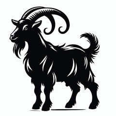 vector black silhouette of a goat