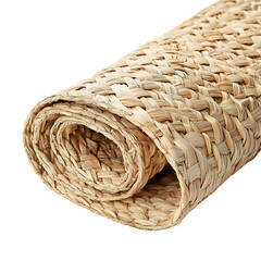 Minimalist Woven Straw Beach Mat with a Refined Design Isolated on Transparent Background