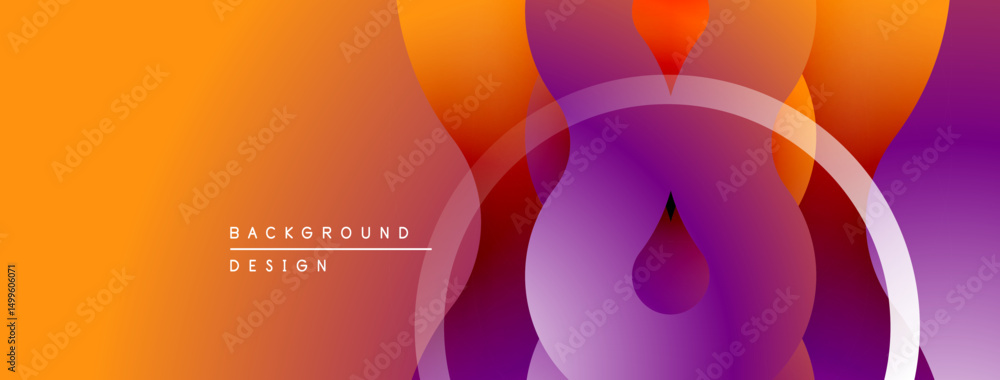 Aufkleber Abstract gradient background. Orange, purple hues blend smoothly. Circular shapes overlap creating dynamic visual effect. Modern design element.