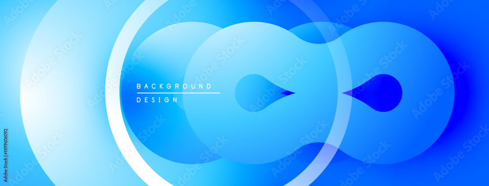 Leinwandbilder Abstract blue background. Overlapping circles create dynamic visual effect. Gradient shades offer depth, modern aesthetic.