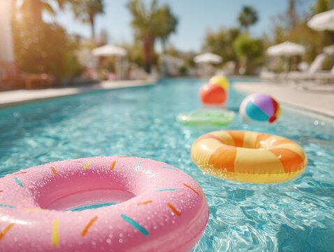 Vibrant Poolside Fun in Summer