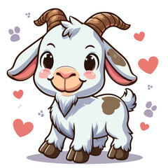 cute goat cartoon vector