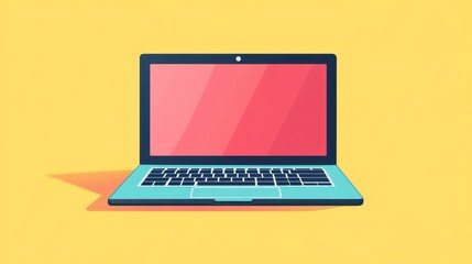 Modern Minimalist Laptop Illustration: Digital Technology Concept